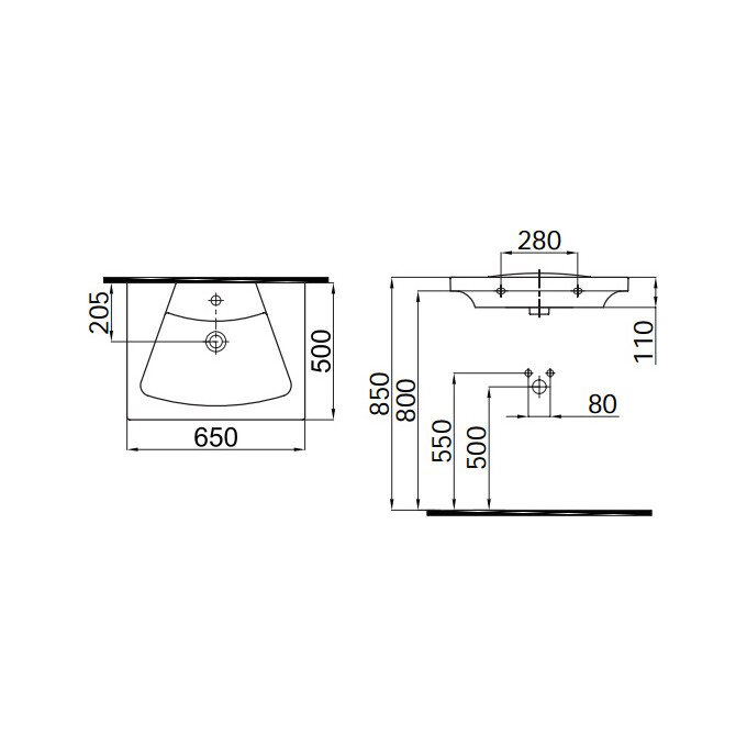 Умывальник 65 см Idevit Vega 2801-0505, фото 4