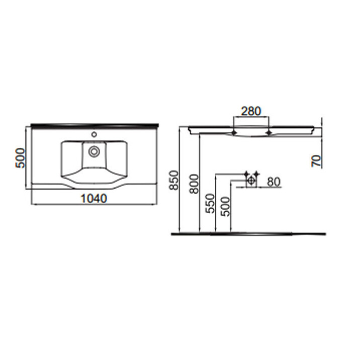 Умивальник 100 см Idevit Neo Classic 3301-1005-0088 (білий/декор золото), фото , изображение 3