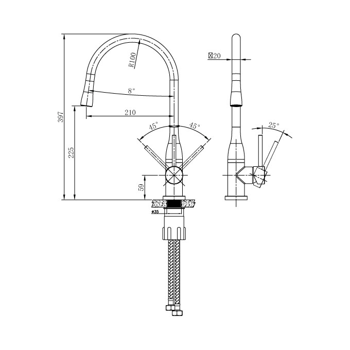 Змішувач для кухні Asignatura Delicate 80548602 (чорний матовий), фото , изображение 3