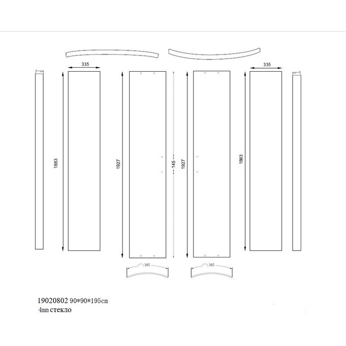 Душевая кабина без поддона 90x90 Asignatura Velvet 19020802 (профиль черный матовый, стекло прозрачное), фото 4