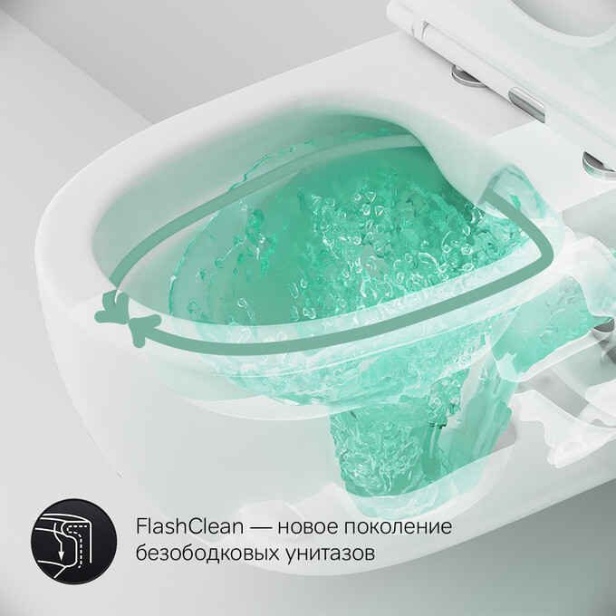 Безободковый подвесной унитаз Am.Pm Bliss L C531700WH FlashClean (без сидения), фото 9