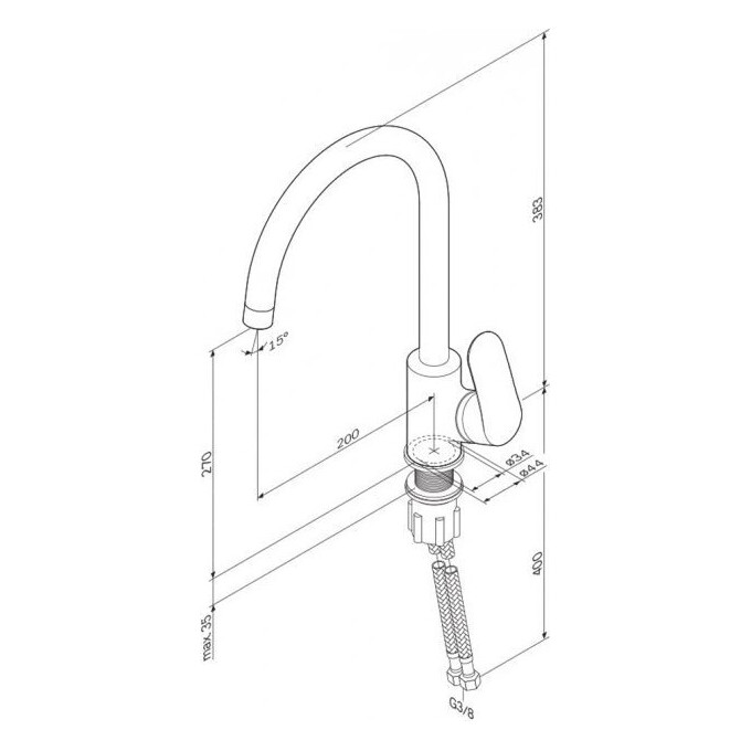 Смеситель для кухни Am.Pm Like F80E07100, Цвет производителя: хром, фото 9