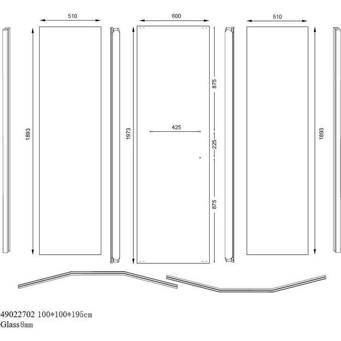 Душевая кабина без поддона 100x100 Asignatura Tinto 49022702 (профиль черный матовый , стекло прозрачное), фото 7