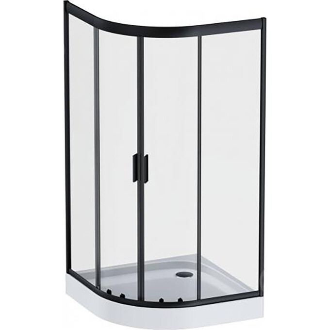 Душевая кабина 100x100 см Am.Pm Gem 1/4 Round W90UG-401-100BT (без поддона, стекло прозрачное, профиль черный матовый), Доступные размеры: 100 x 100, Цвет производителя: черный матовый, фото 