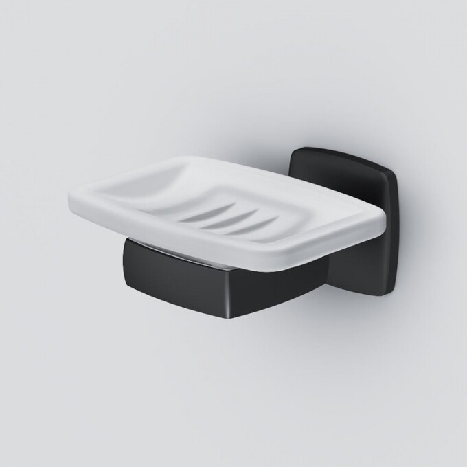 Стеклянная мыльница с настенным держателем Am.Pm Gem A9034222 (черная), фото 3