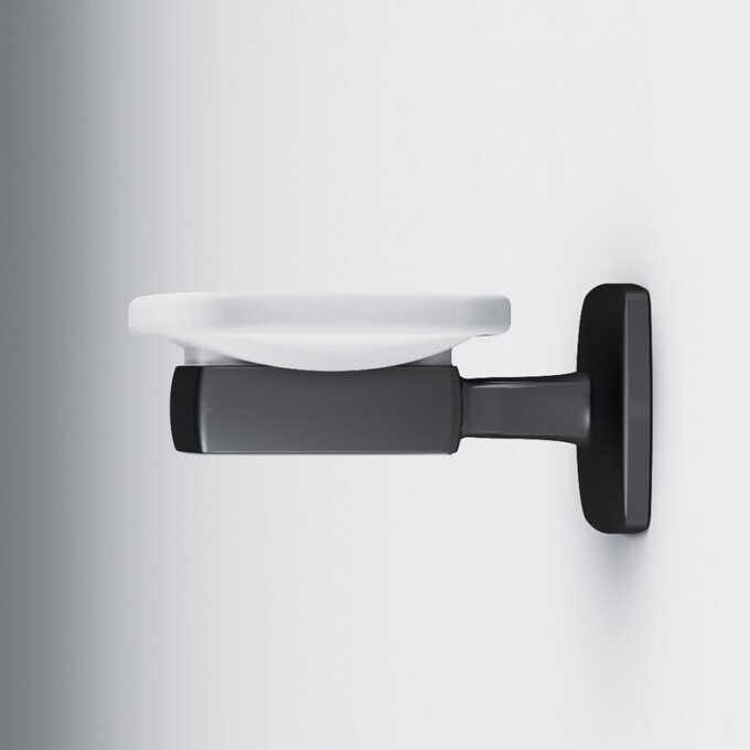 Стеклянная мыльница с настенным держателем Am.Pm Gem A9034222 (черная), фото 4