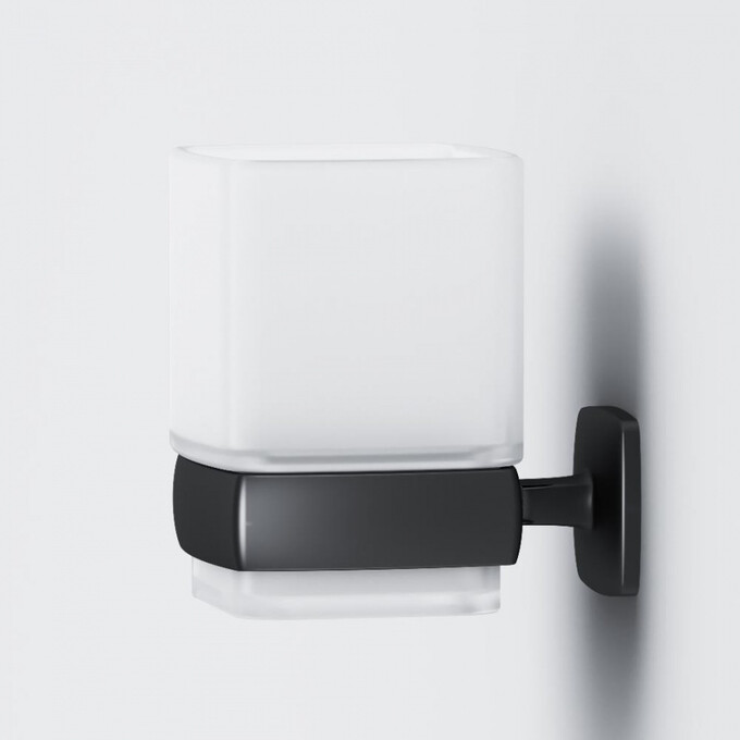 Стеклянный стакан с настенным держателем Am.Pm Gem A9034322 (черный), фото 4