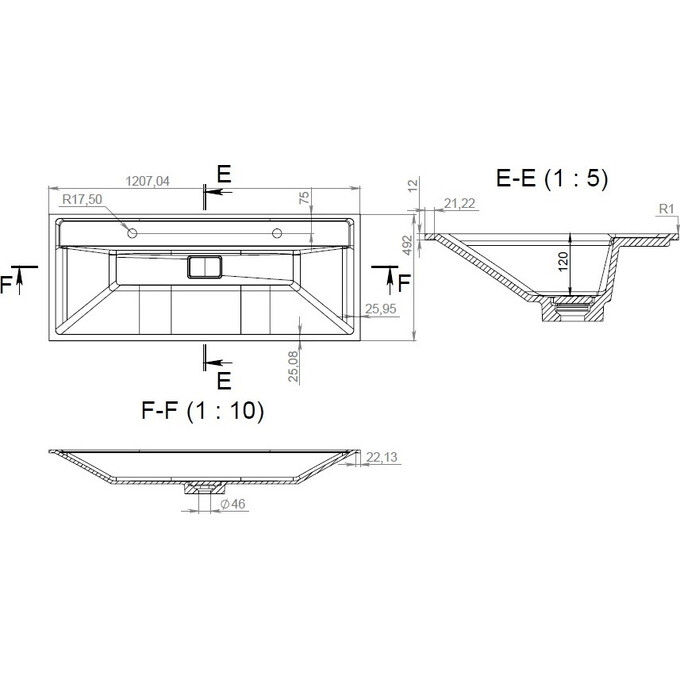 Умивальник 120 см Am.Pm Inspire V2.0 M50AWPC1201WG, фото , изображение 2