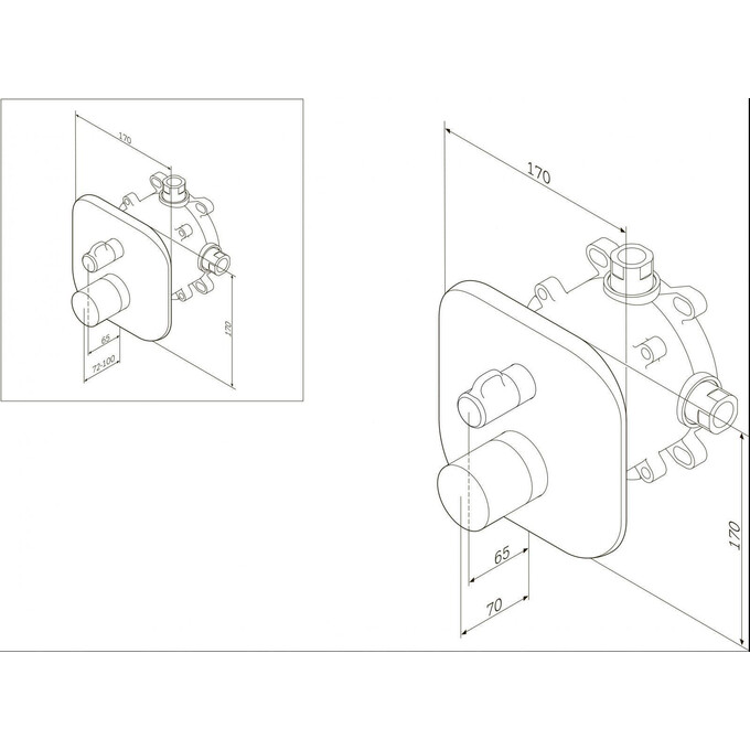 Внешняя часть термостатического смесителя для ванны Am.Pm Sensation F3085500, фото 8
