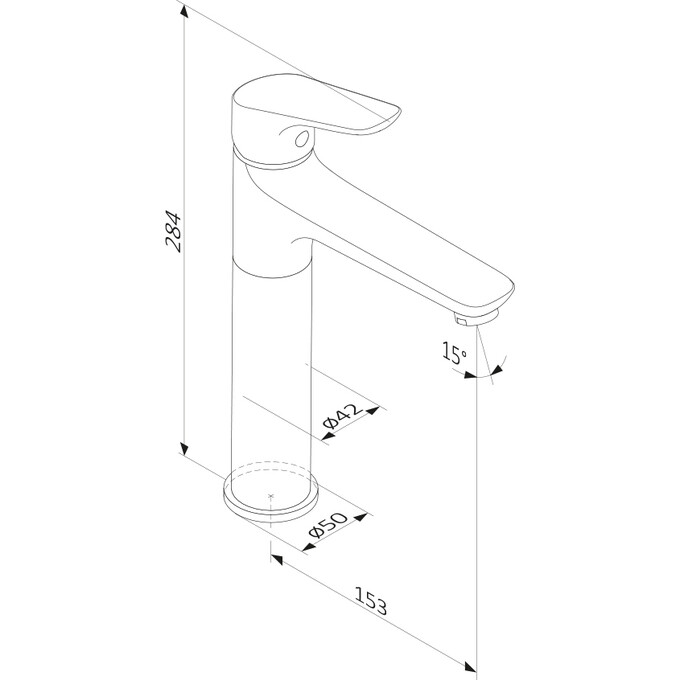 Смеситель для умывальника высокий RedBlu Origin Bit 770250300 (черный), фото 6