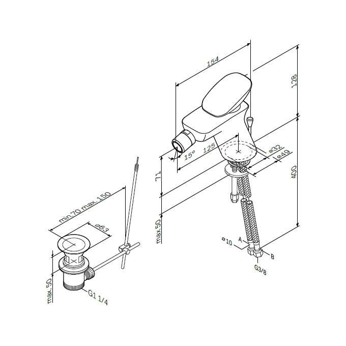 Смеситель для биде Am.Pm Spirit V2.0 F70A83100 (с донным клапаном), фото 9
