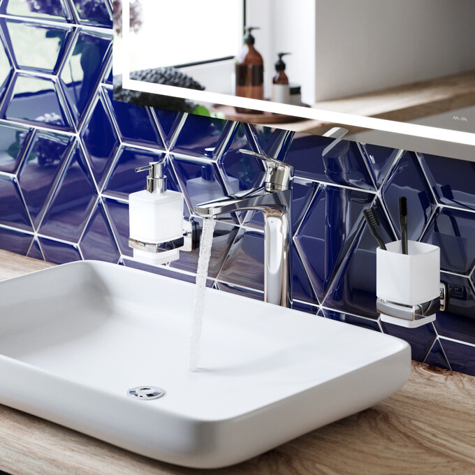 Змішувач для умивальника Am.Pm Gem F9092200 (високий, з донним клапаном), фото , изображение 3