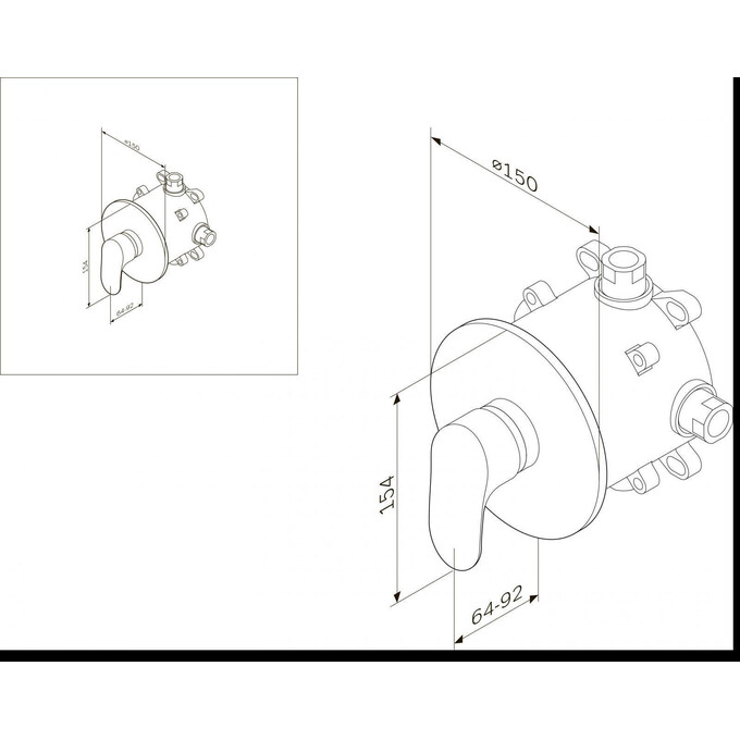 Зовнішня частина змішувача прихованого монтажу для душу Am.Pm Like F8075000, фото , изображение 9