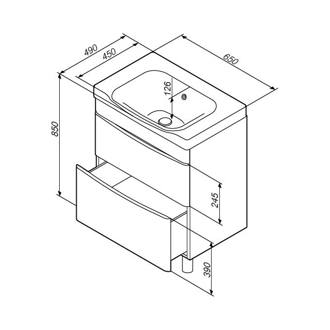 Тумба с раковиной напольная, 65 см Am.Pm Like M80-FSX0652-WC0652-38, фото 9