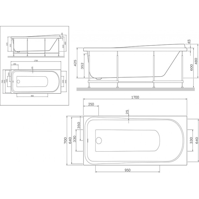 Каркас для ванны Am.Pm Like W80A-170-070W-R (170x70 см), фото 2