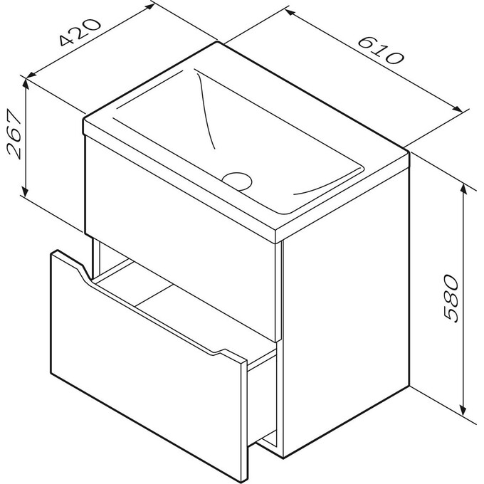 Тумба с раковиной подвесная 60 см Am.Pm GEM S M91-FHX0602-WC0602WG38, фото 9