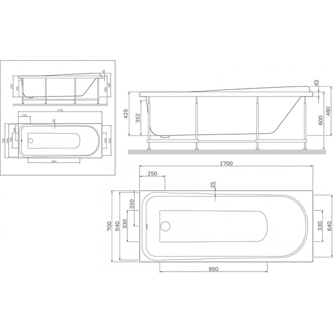 Прямокутна ванна Am.Pm Like W80A-170-070W-A, фото , изображение 11
