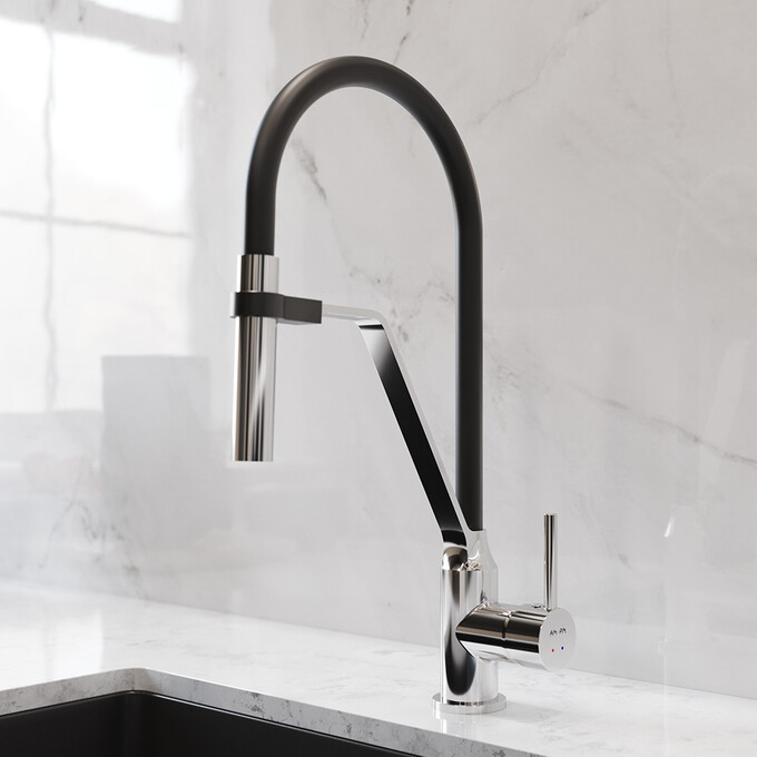 Смеситель для кухни Am.Pm Like S F8013000 (хром/черный, с гибким изливом), фото 6