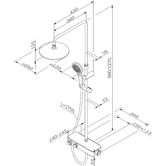 Термостатическая душевая система Am.Pm Inspire V2.0 F0750A400 (с полкой), фото 10