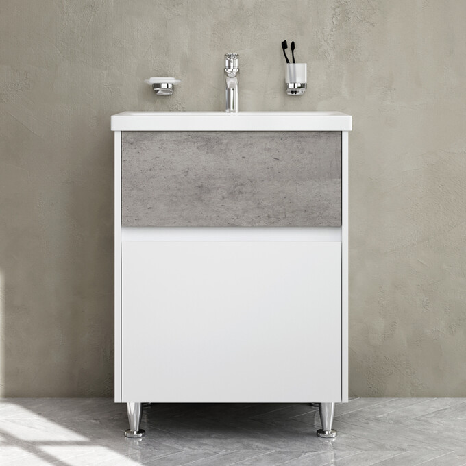 Тумба с раковиной Am.Pm Gem S M91-FSX0602-WC0602BF38 (60 см, белая/серая, напольная), фото 2