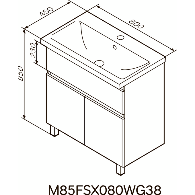 Тумба с раковиной Am.Pm X-Joy M85-FSX8053-WC0803WG38 (80 см, белая, напольная), фото 9