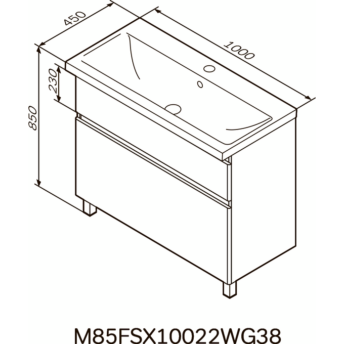 Тумба с раковиной Am.Pm X-Joy M85-FSX1002-WC1002WG38 (100 см, белая, напольная), фото 9