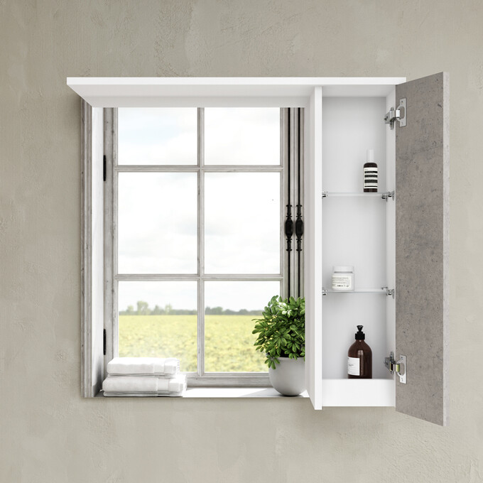 Зеркальный шкаф Am.Pm Gem S M91MPR0751BF38 (75x72 см, белый/серый, распашной, правый, с подсветкой), фото 3