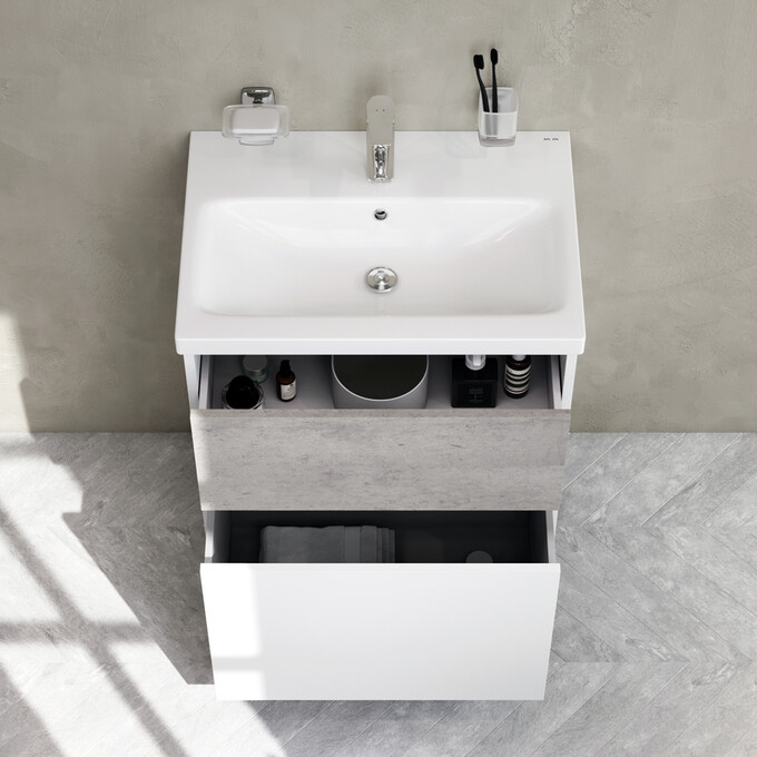 Тумба с раковиной Am.Pm Gem S M91-FSX0602-WC0602BF38 (60 см, белая/серая, напольная), фото 3