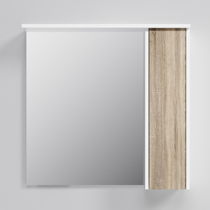Зеркальный шкаф Am.Pm Gem S M91MPR0751WF38 (75x72 см, белый/под дерево, распашной, правый, с подсветкой), фото 4