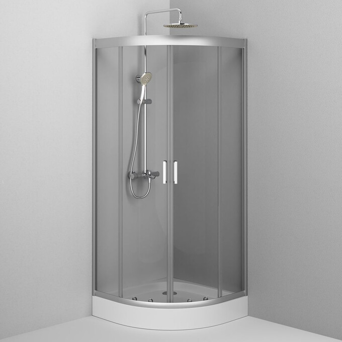 Душевая кабина 80x80 см Am.Pm Gem 1/4 Round W90UG-401-080MT (без поддона, стекло прозрачное, профиль матовый хром), Доступные размеры: 80 x 80, Цвет производителя: сатин (хром матовый), фото 3