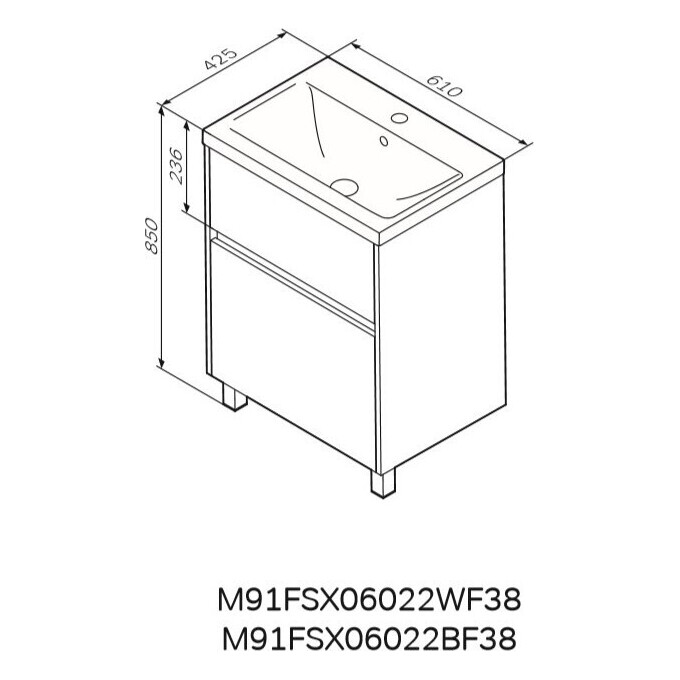 Тумба с раковиной Am.Pm Gem S M91-FSX0602-WC0602BF38 (60 см, белая/серая, напольная), фото 9