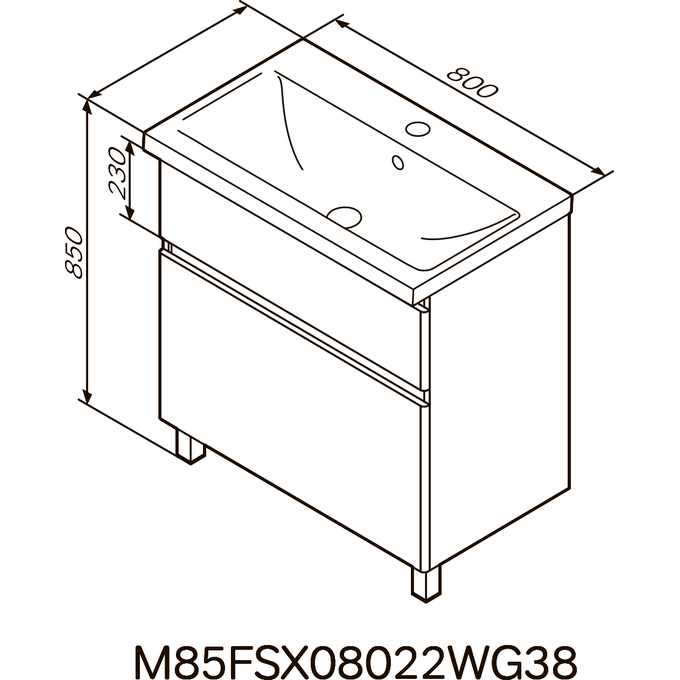 Тумба с раковиной Am.Pm X-Joy M85-FSX0802-WC0802WG38 (80 см, белая, напольная), фото 9