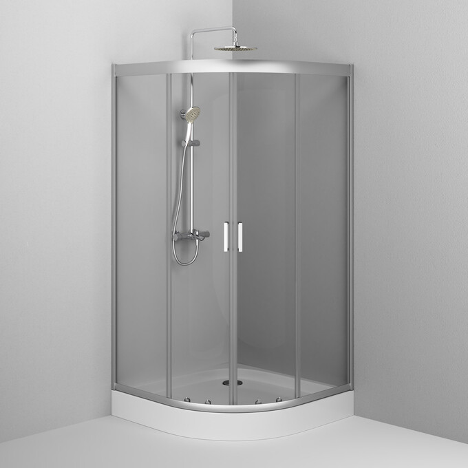 Душевая кабина 100x100 см Am.Pm Gem 1/4 Round W90UG-401-100MT (без поддона, стекло прозрачное, профиль матовый хром), Доступные размеры: 100 x 100, Цвет производителя: сатин (хром матовый), фото 5