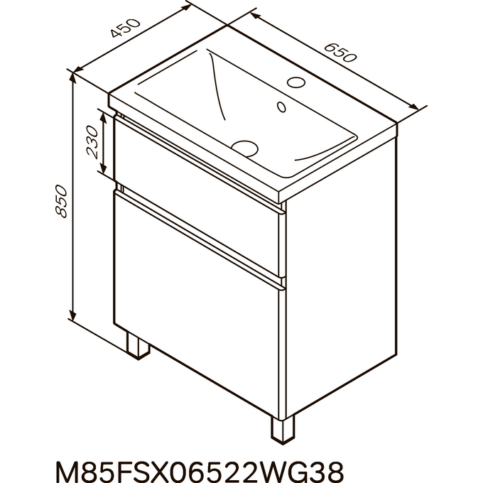 Тумба с раковиной Am.Pm X-Joy M85-FSX0652-WC0652WG38 (65 см, белая, напольная), фото 9