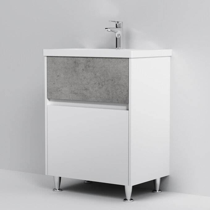 Тумба с раковиной Am.Pm Gem S M91-FSX0602-WC0602BF38 (60 см, белая/серая, напольная), фото 4