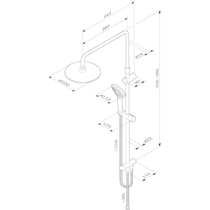 Душевая система Am.Pm Gem F0790022 (черная, без смесителя), Цвет производителя: черный матовый, фото 9
