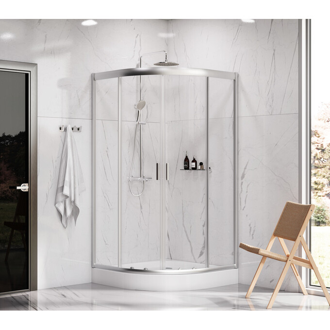 Душевая кабина 100x100 см Am.Pm Gem 1/4 Round W90UG-401-100MT (без поддона, стекло прозрачное, профиль матовый хром), Доступные размеры: 100 x 100, Цвет производителя: сатин (хром матовый), фото 4