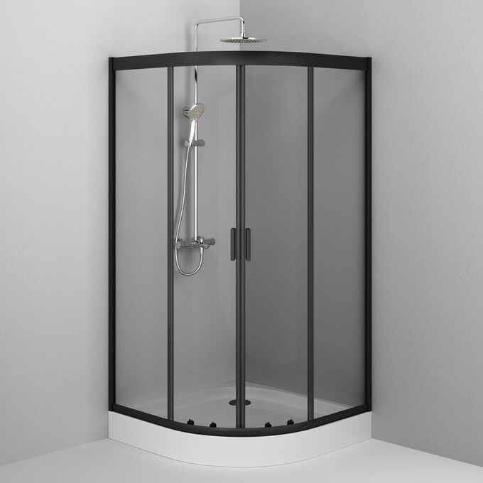 Душевая кабина 100x100 см Am.Pm Gem 1/4 Round W90UG-401-100BT (без поддона, стекло прозрачное, профиль черный матовый), Доступные размеры: 100 x 100, Цвет производителя: черный матовый, фото 4