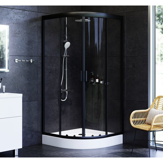 Душевая кабина 90x90 см Am.Pm Gem 1/4 Round W90UG-401-090BT (без поддона, стекло прозрачное, профиль черный матовый), Доступные размеры: 90 x 90, Цвет производителя: черный матовый, фото 3