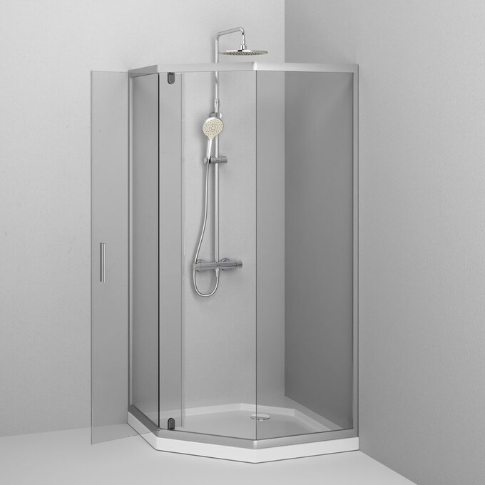 Душевая кабина 90x90 см Am.Pm Gem 5-corner Pivot W90UG-405-090MT (стекло прозрачное, профиль матовый хром, без поддона), фото 7