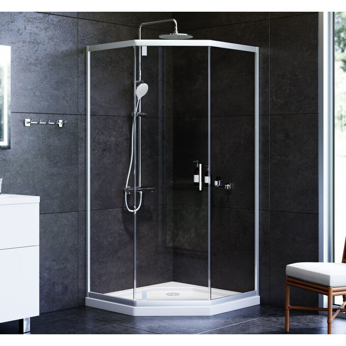 Душевая кабина 90x90 см Am.Pm Gem 5-corner Pivot W90UG-405-090MT (стекло прозрачное, профиль матовый хром, без поддона), фото 5