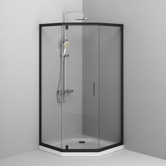 Душевая кабина 90x90 см Am.Pm Gem 5-corner Pivot W90UG-405-090BT (без подд стекло прозрачное, профиль черный матовый), фото 3