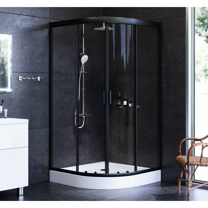 Душевая кабина 100x100 см Am.Pm Gem 1/4 Round W90UG-401-100BT (без поддона, стекло прозрачное, профиль черный матовый), Доступные размеры: 100 x 100, Цвет производителя: черный матовый, фото 3
