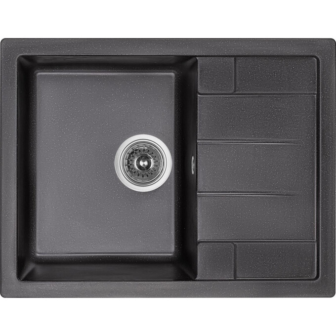 Кухонна мийка Lidz 650x500/200 BLM-14 (LIDZBLM14650500200, штучний камінь, 64x49 см, чорна), Колір виробника: чорний матовий, фото 