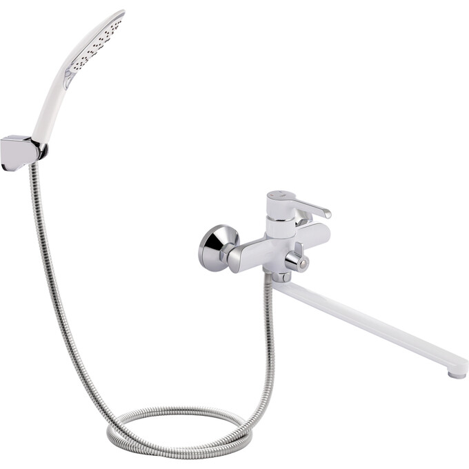 Змішувач для ванни Qtap Grand WCR 005 (білий/хром, з лійкою та шлангом), фото 