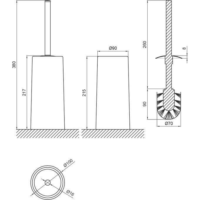 Ершик для унитаза напольный Lidz 121.05.10 (LIDZORA1210510, оранжевый), фото 3
