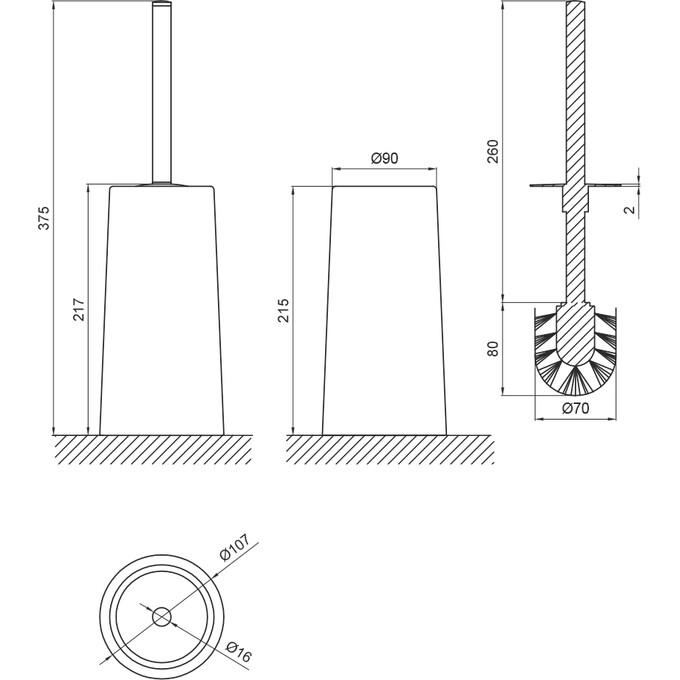 Ершик для унитаза напольный Lidz 121.05.12 (LIDZWHI1210512, хром/белый), фото 3