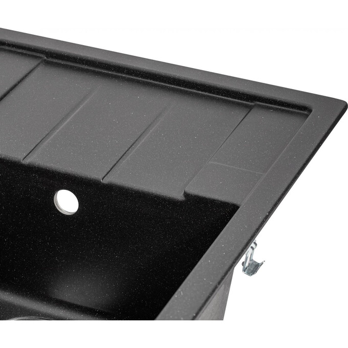 Кухонна мийка Lidz 650x500/200 BLM-14 (LIDZBLM14650500200, штучний камінь, 64x49 см, чорна), Колір виробника: чорний матовий, фото , изображение 4