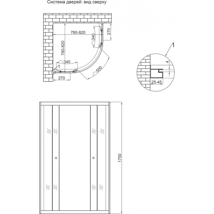 Душевая кабина без поддона 80x80 см Lidz Latwa SC80x80.SAT.MID.GR (профиль сатин, стекло тонированное), фото 2