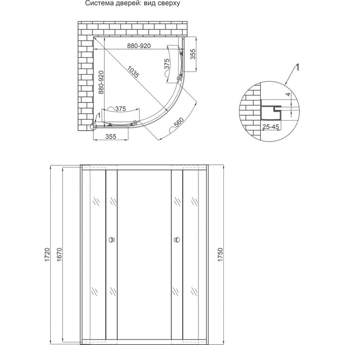 Душевая кабина без поддона 90x90 см Lidz Latwa SC90x90.SAT.MID.FR (профиль сатин, стекло матовое), фото 2